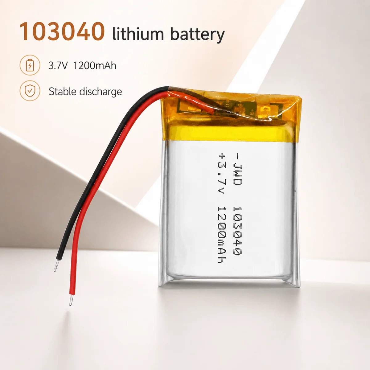 LiPo Rechargeable Battery 103040 3.7V 1200mAh Lithium Polymer Cell for Burglar Alarm, Speaker, Purifier, Aircraft Model Toys