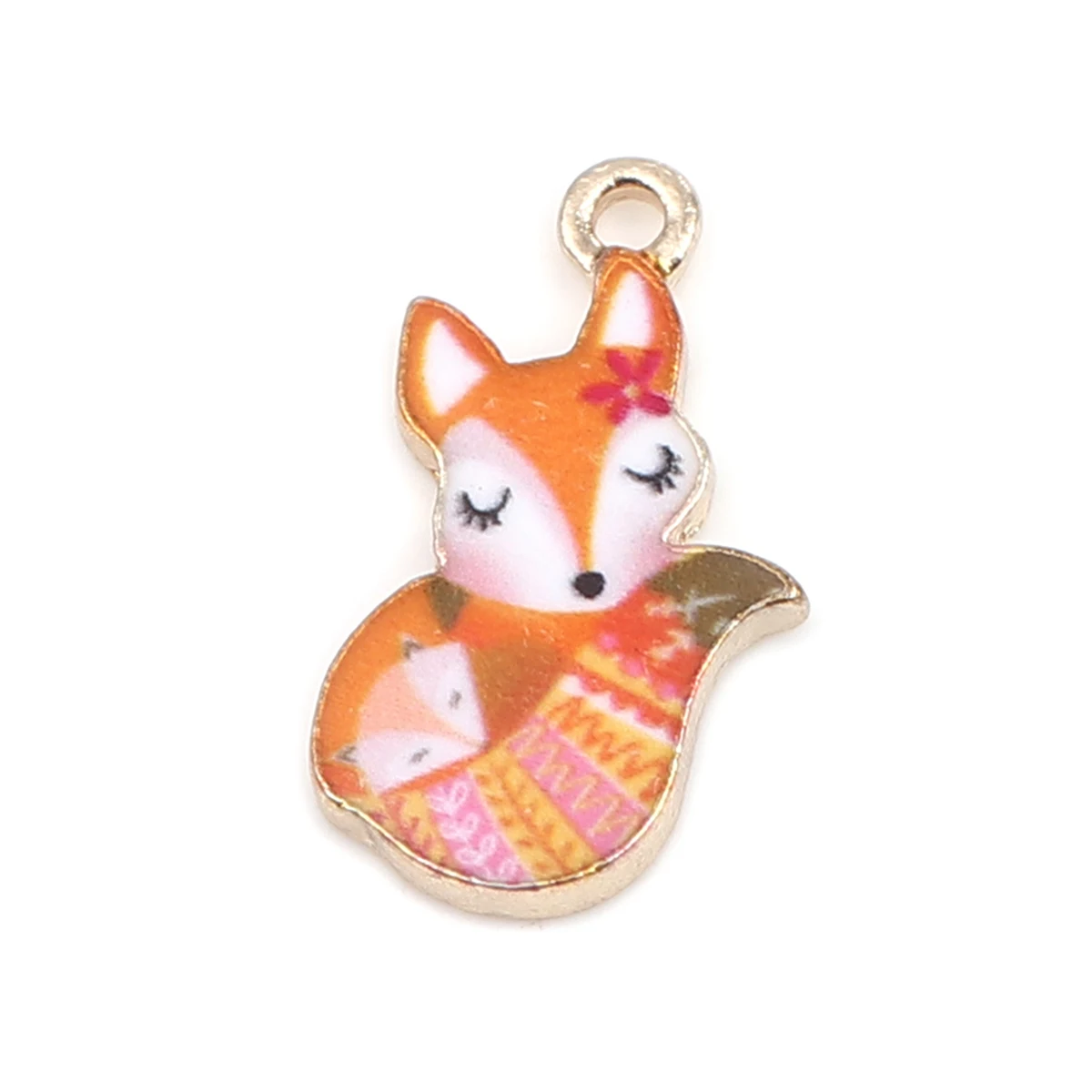 10 PCs Cute Enamel Fox Charms Gold Color Cartoon Animal Metal Pendants DIY Bracelet Necklace Jewelry Making Findings 19mm x11mm