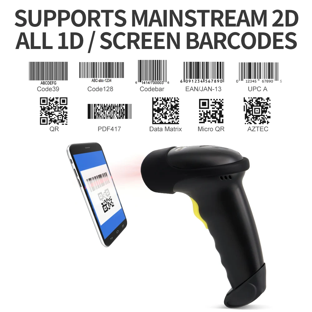 GTCODESTAR X-9201B Wireless Barcode Reader Handheld 1D 2D Qr Code Reader Book Price Barcode Scanner for Inventory Scanning