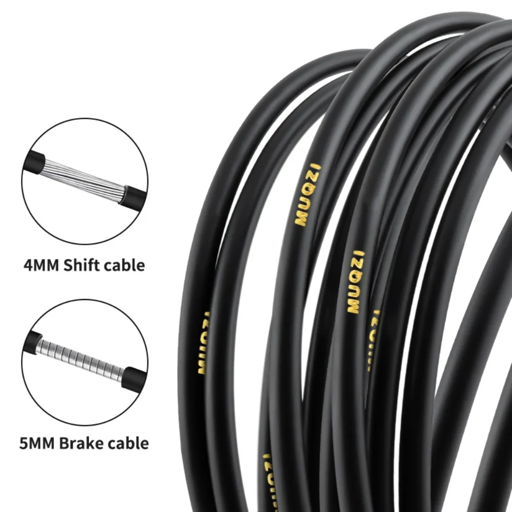 Engranaje de bicicleta 4mm/5mm Cable de cambio de bicicleta tubo cambio de velocidad línea de cambio de marchas tubo de freno Cable de freno accesorios de bicicleta negros