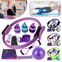 11pcs Yoga Fitness Pilates Set Pilates Rings Ball Set Resistance Bands More For Working Out Glutes Yoga Ball For Stretching