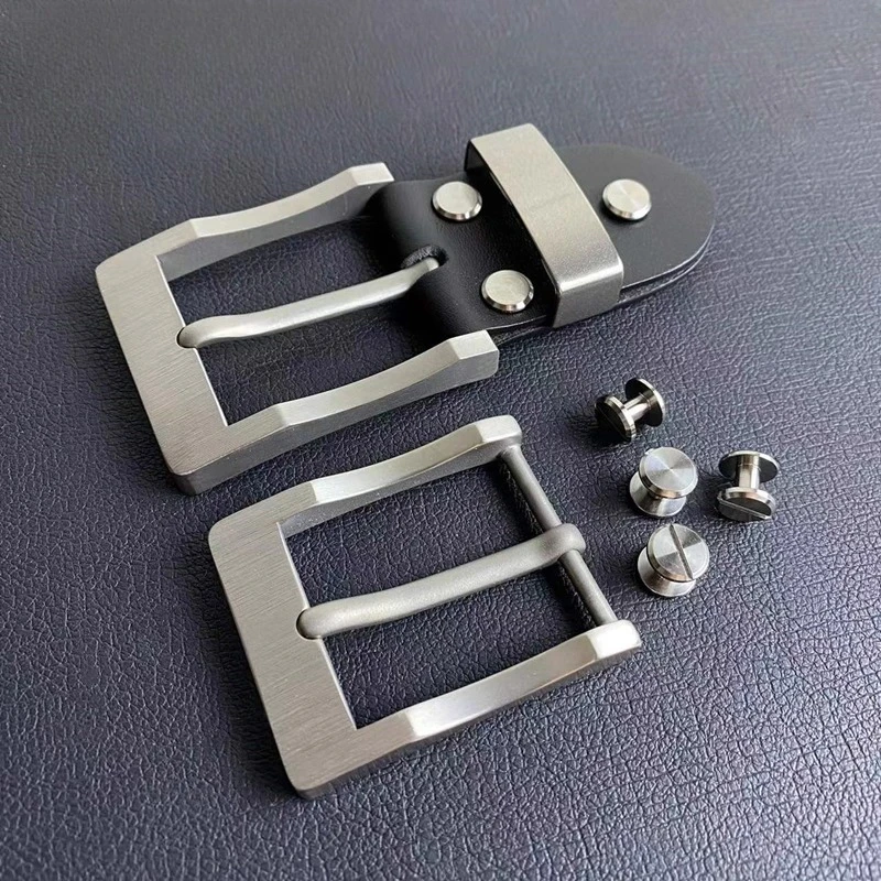 1Pcs Pure Titanium Belt Buckle Thick Pin Buckle for Men 35/40mm Jeans Clothing Suit Leather Belt Clasp Head with Screw Accessory