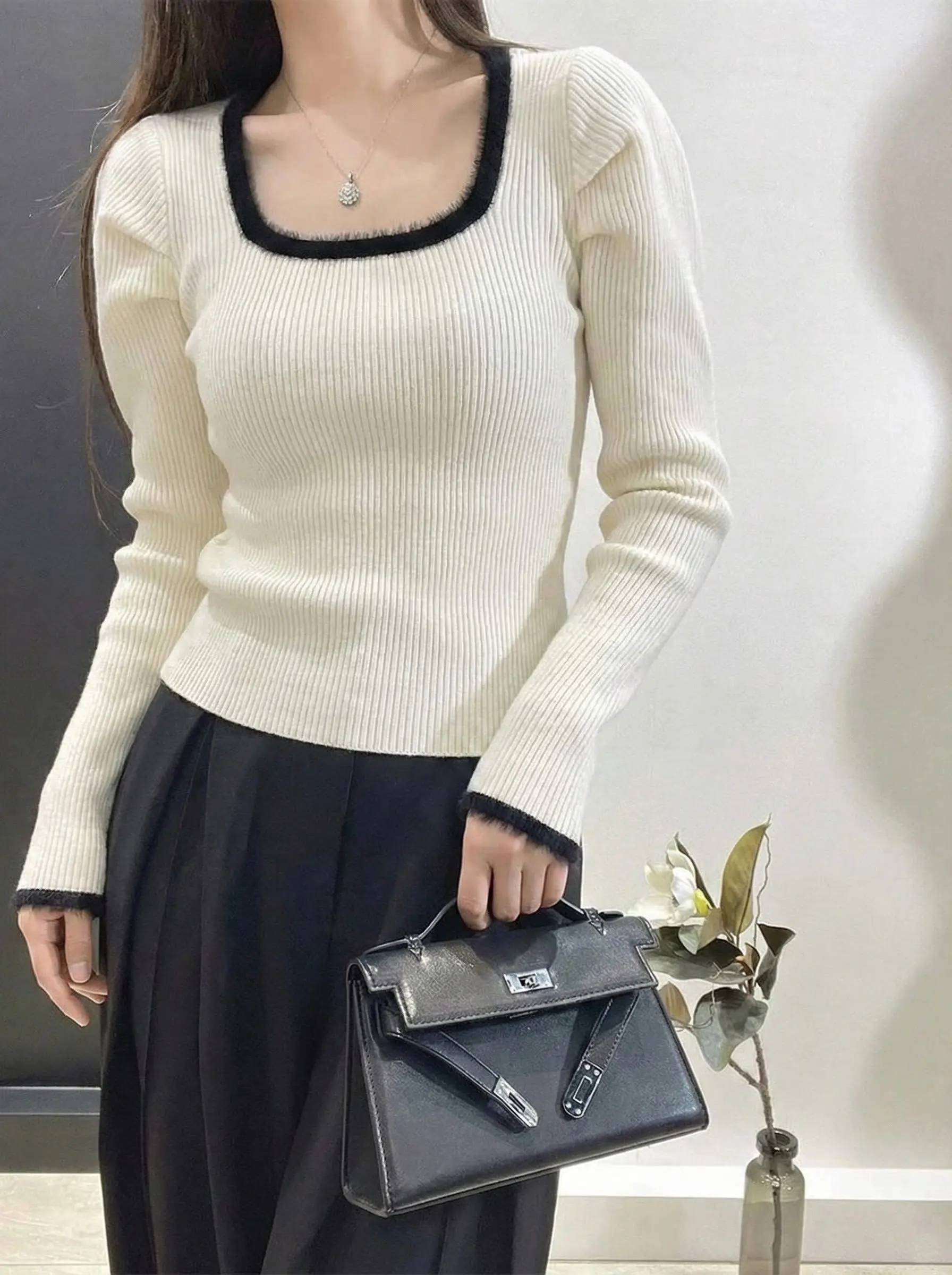 

Faionable однотонный женский свитер, модный корейский сле, осень-зима, Новое поступление, милый сле, прямой крой, длинный све