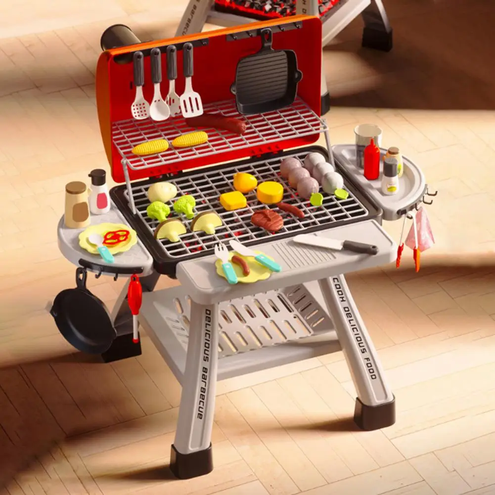 Mini Kitchen Bbq Toy Set Bbq Grill Toy Set with Realistic Smoke Sound Effects for Kids Pretend Play Kitchen for Toddlers