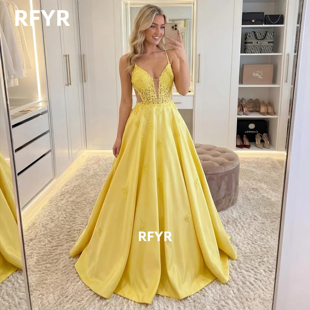 RFYR Straps Evening Dress A Line Prom Dress Lace Party Dress for Women Formal Princess Gala Dress رسمية Customized image 4