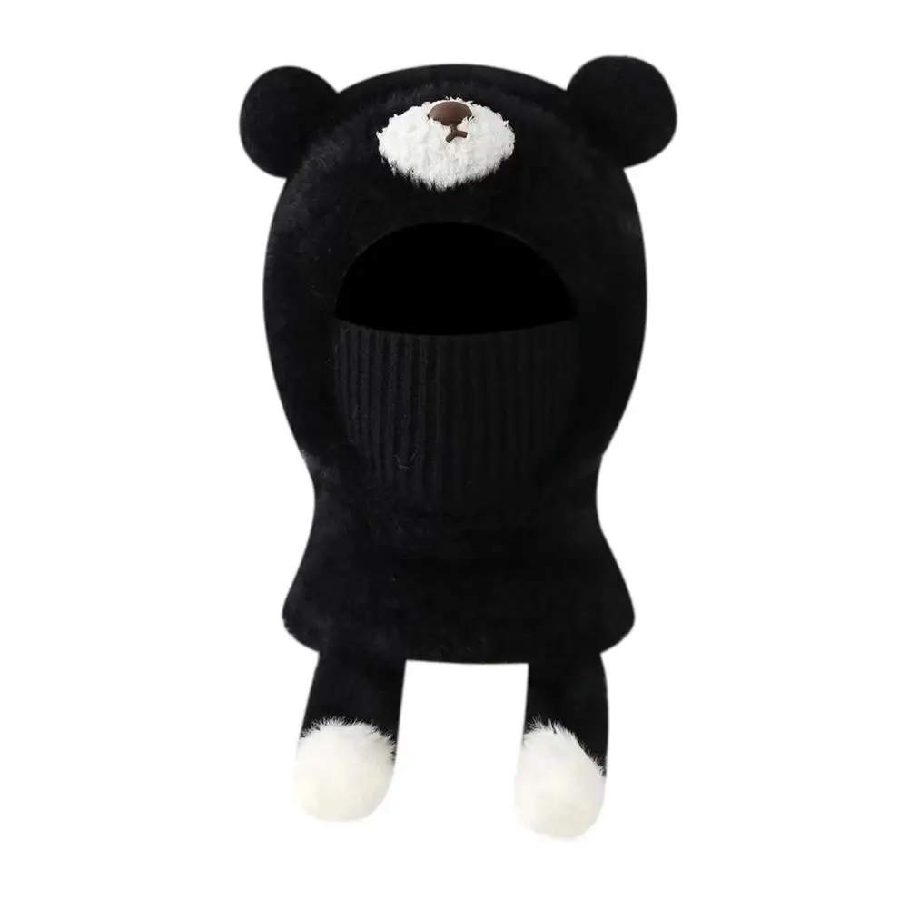 Cartoon Plush Hat Kids Winter Balaclava Hat with Bear Ears Fuzzy Windproof Ski Mask Neck Warmer Cute Face Cover Fun for Boys