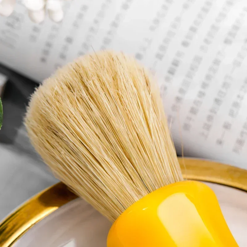 YAQI New Minimalism Joy Butterscotch Color Handle Men Wet Bristle Shaving Brush Portable High Quality Durability Shaving Brush