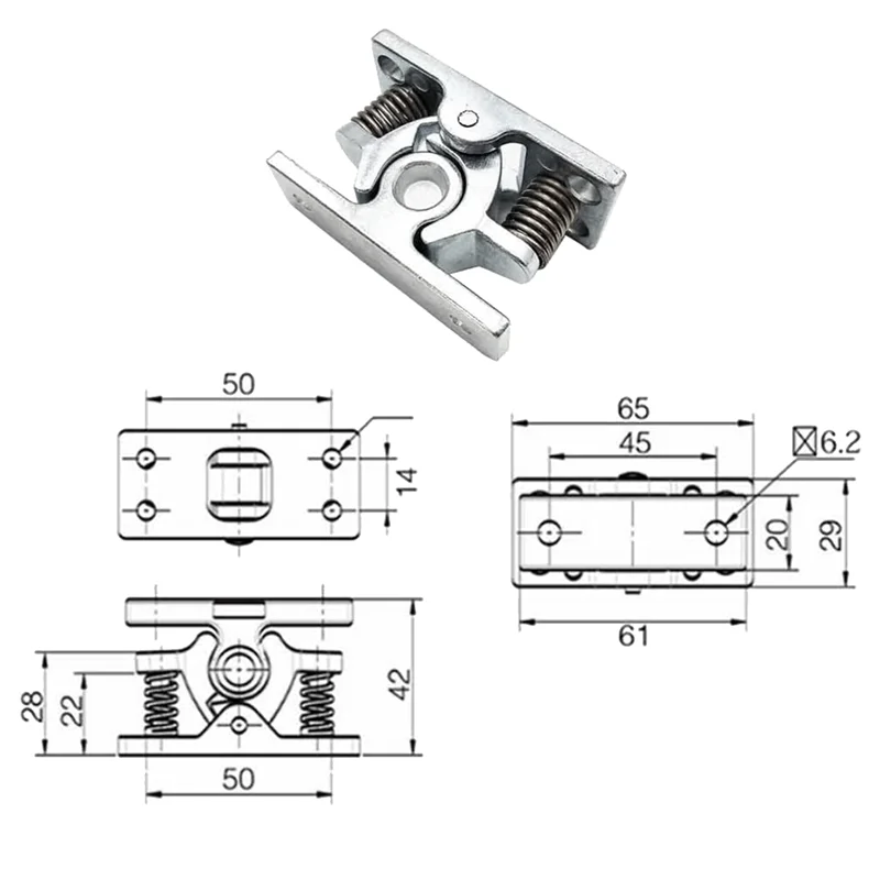 AEE3-1Pcs Spring Loaded Door Easy Lock Door Easy Lock Stop Catch Release Clamp Double Roller Catch (Mp-4)