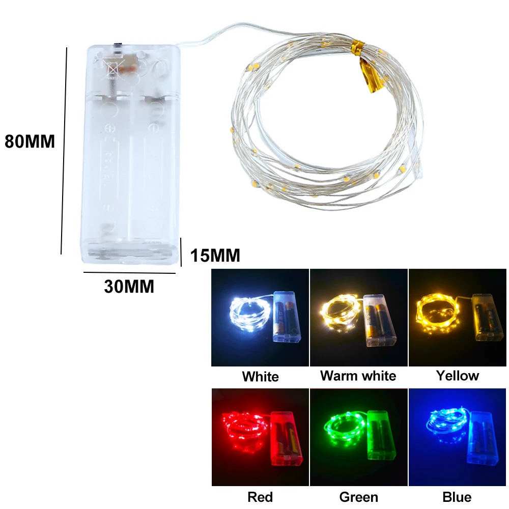 Водонепроницаемая светодиодная гирлянда из медной проволоки, 3 м, 2 м, 1 м, ip65. праздничное освещение, Сказочная гирлянда для рождественской елки, украшение для свадебной вечеринки