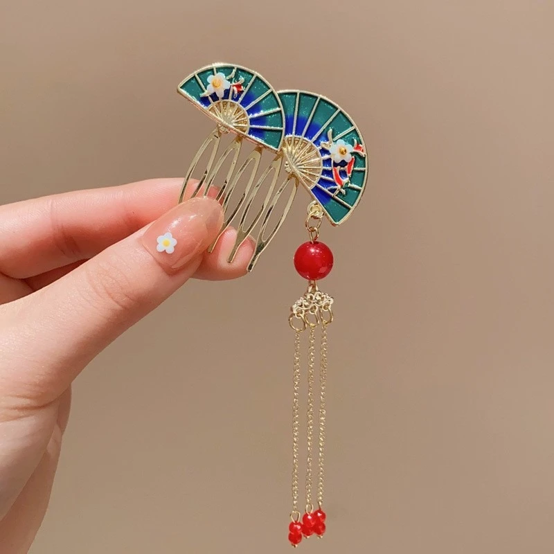 New Ancient Style Fringe Fan Hair Comb Female Retro Female Hairpin Hair Sticks Hairpin Girl Wedding Hair Accessories