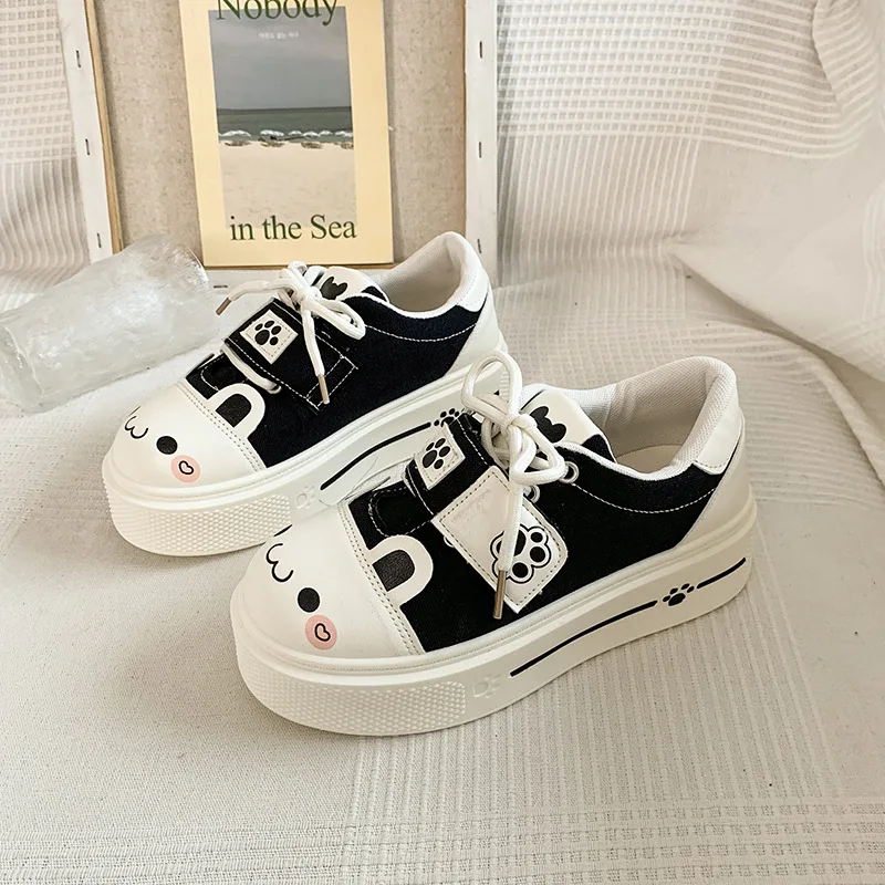 Teen Campus Milky White Canvas Sneakers Damen Chunky Plimsolls Lovely Rabbit Elevated Shoes Woman Atmungsaktive Schnür-Sneaker – Detail 20