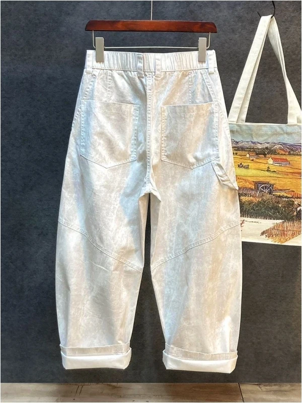 

Мужские повседневные брюки больших размеров с широкими штанинами, на резинке, весна-осень, американский стиль, прямые, свободного кроя