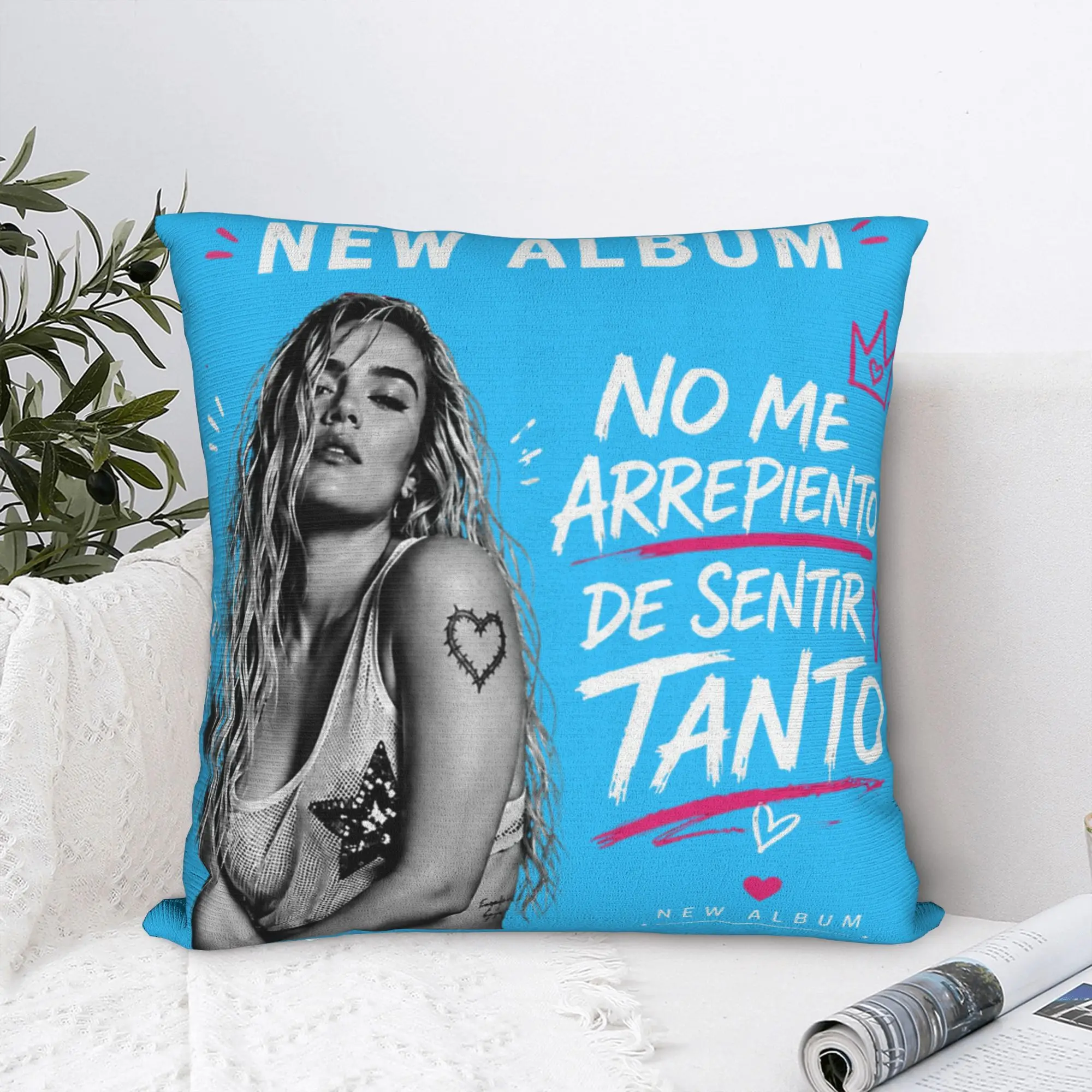 Karol G New Album Square Pillow Cases no me arrepiento de sentir tanto Cushion Covers Custom Decorative Pillowcase for Home 18