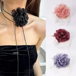 Trendy Choker Flower Rose Pendant Collarbone Chain Women choker Neck Temperament Adjustable Wax Rope Y2K Flower Necklace Gift