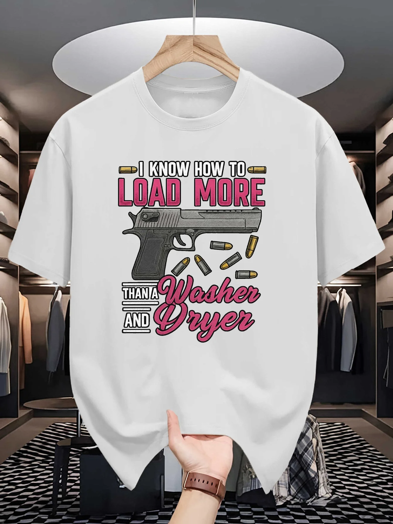 Mens Funny Gun Bullet Slogan Graphic Tshirt Crew Neck Tees Casual Tops For Male Shooting Hobby Enthusiasts Quirky Gift