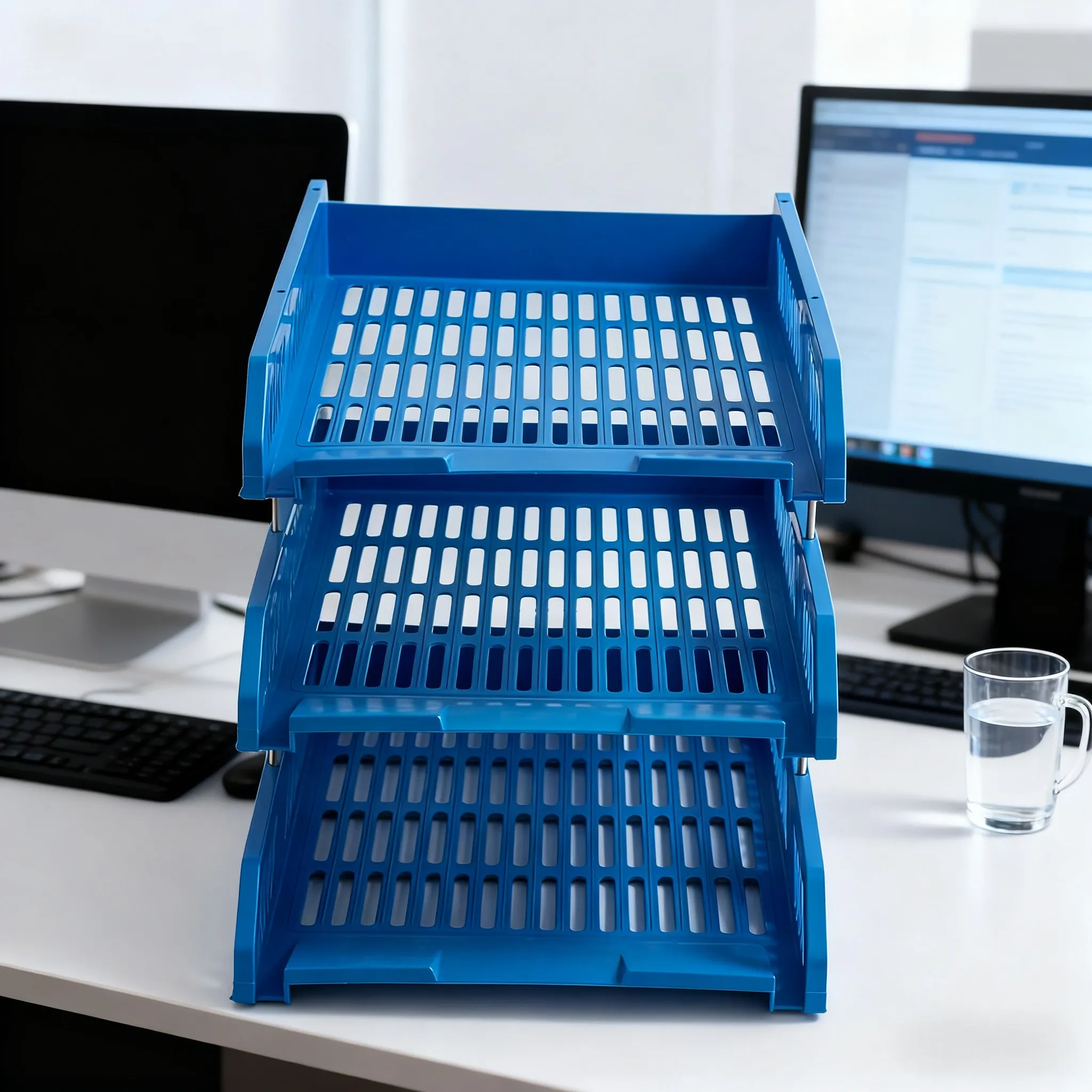 File Tray Three-Layer Plastic Horizontal File Holder File Stand Document Organizer File Frame Data Storage Organizer