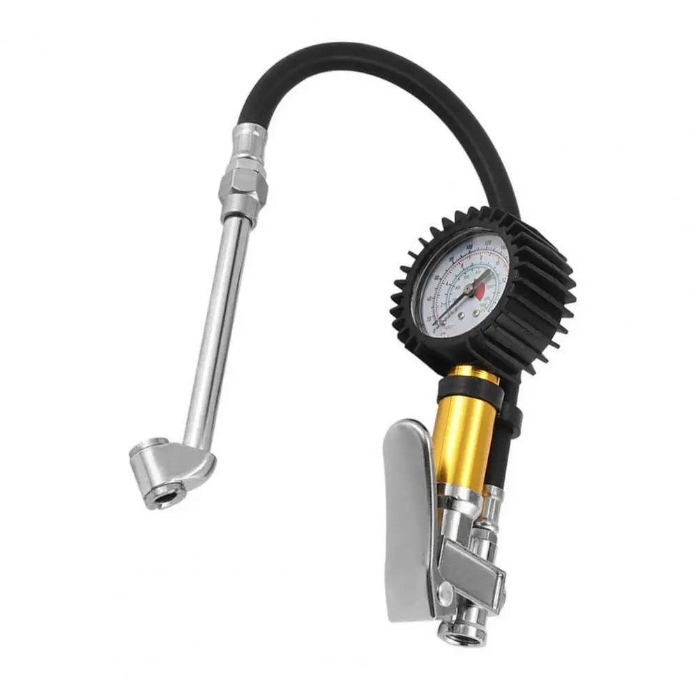 Wear-resistant Thickened Hose Dual Scale Tyre Pressure Gauge, 220PSI High Precision Stable Manual Air Meter for Car