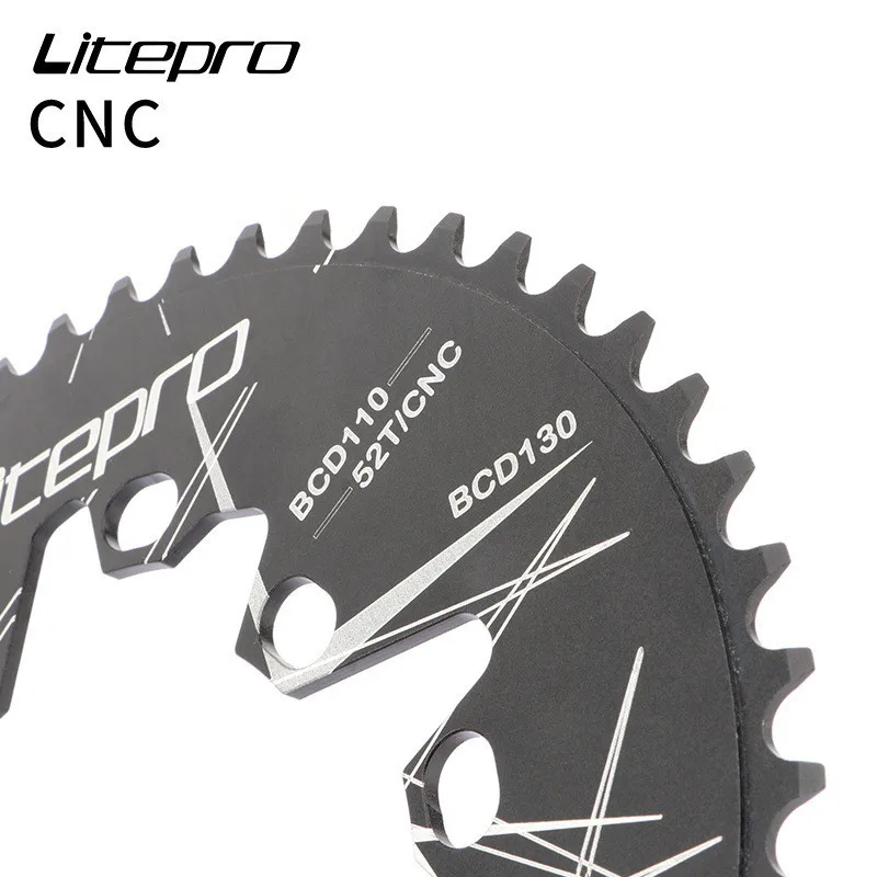 LITEPRO Oval Chainring 130 110 BCD Folding Bike Super Light Chain Wheel Crank Crankset 130BCD 52T 54T 56T 58T 60T