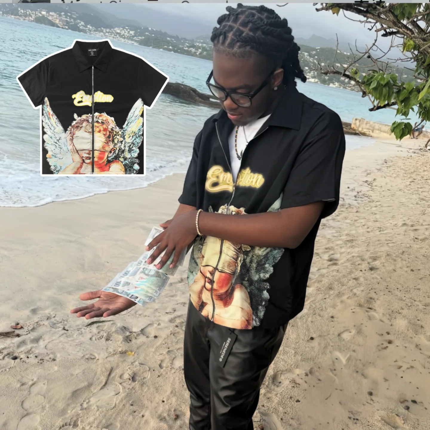 

Mixed Emotion American Streetwear Vintage Casual Print ort Sve irt Set for Youth Faionable Loose Fit Spring Autumn