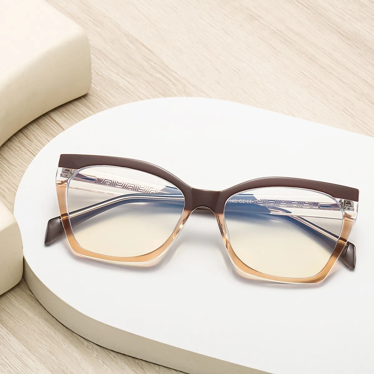 Trendy Oversized Cat-eye Reading Glasses Men Women with TR Blue Light Blocking Retro Compatible with Prescription
