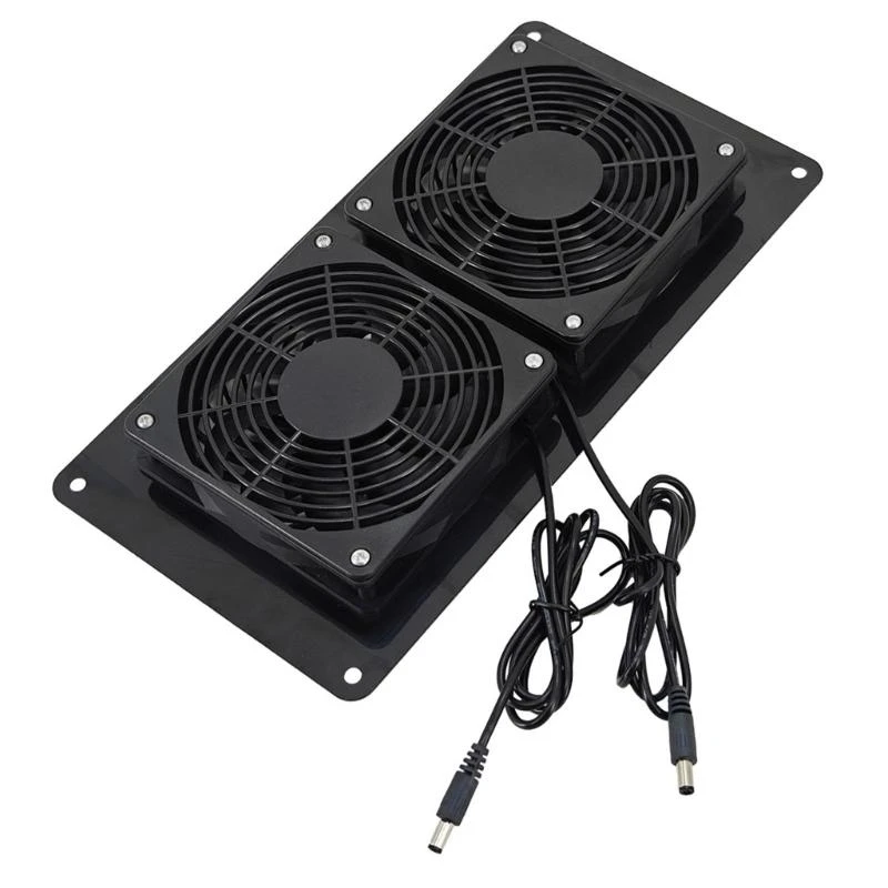 97QC كفاءة DC12V مجموعة التهوية مروحة مزدوجة لبيوت الحيوانات الأليفة الملاجئ Solar Panal
