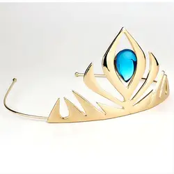 Sky Blue Crystal Princess Crown Tiara Fashionable Alloy Ladies Headband Hair Ornament Girls Birthday Party Hair Accessory
