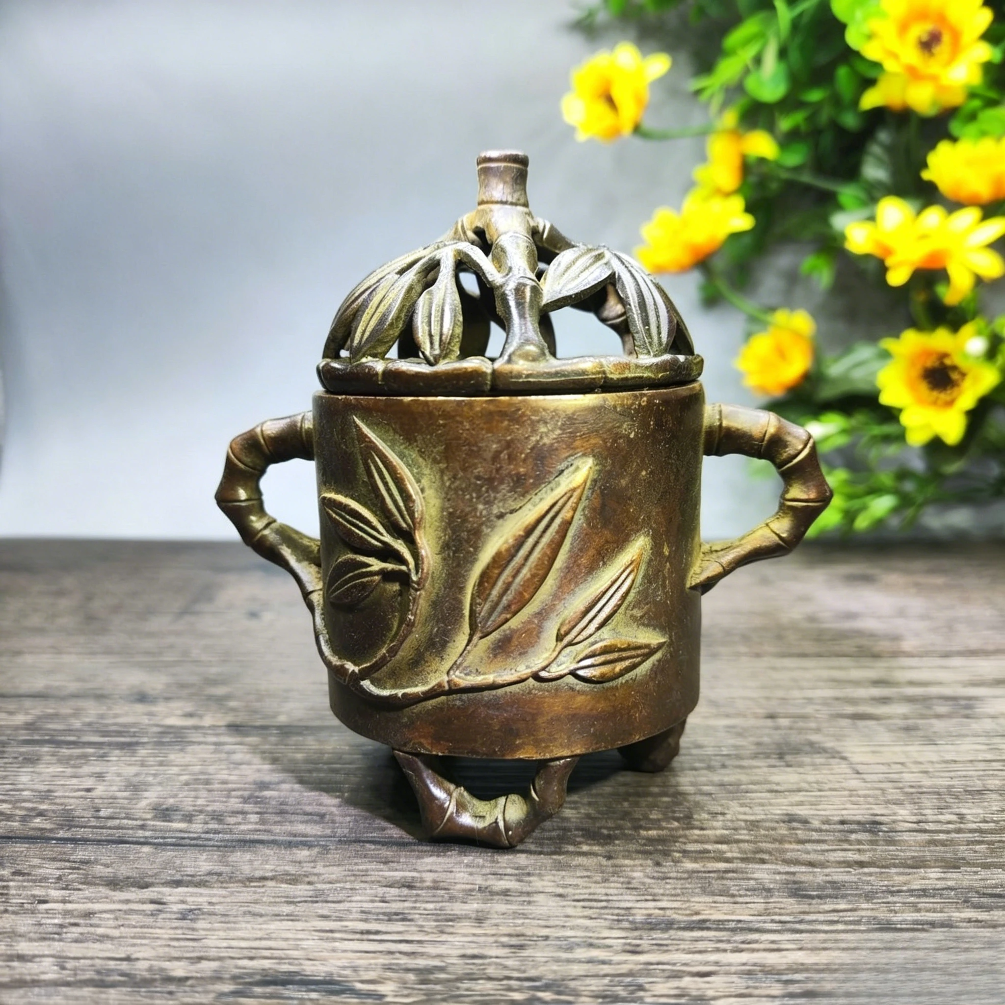Plant bamboo leaves Incense Burner Statue for Tea Home Decor Ornaments