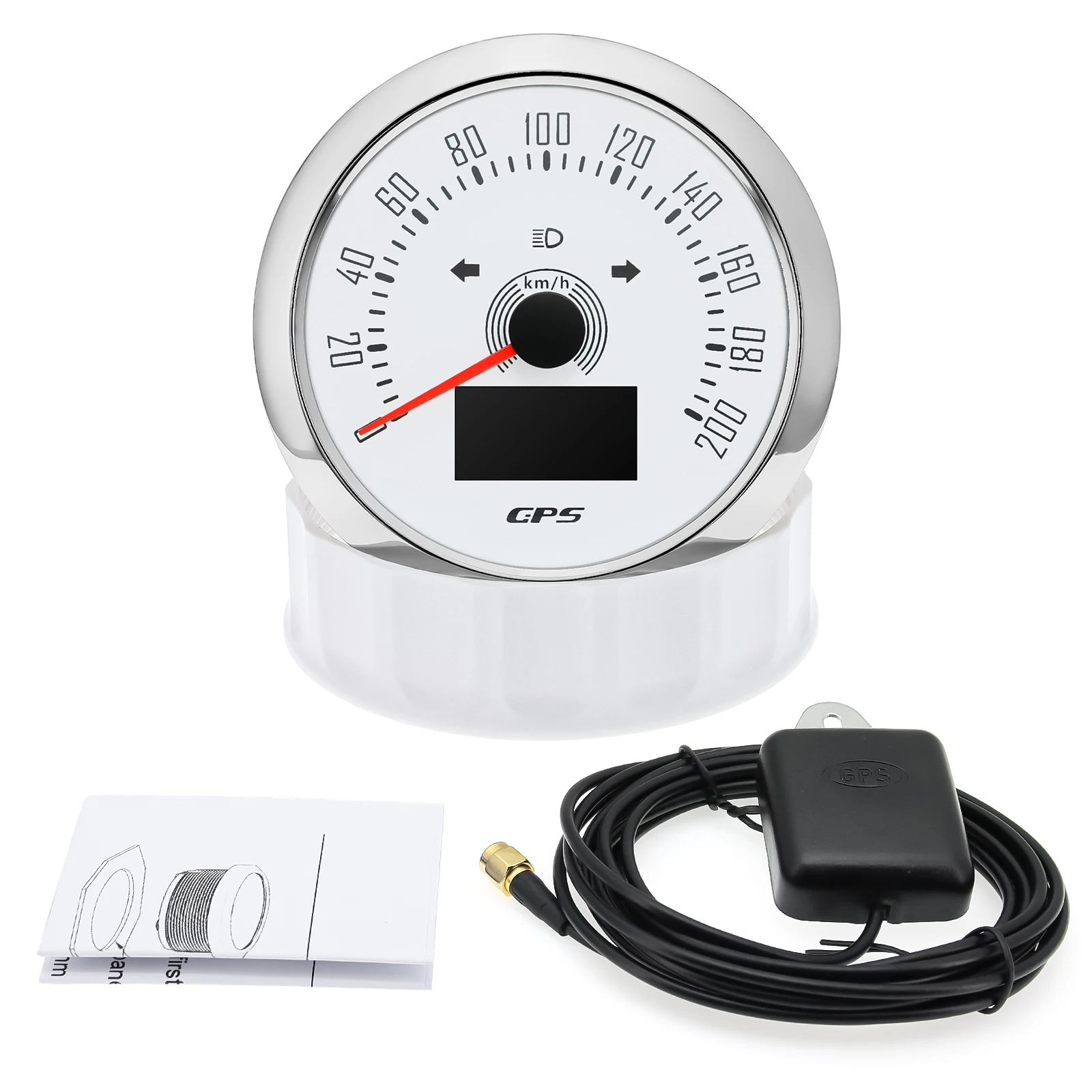 85Mm Digitale Gps Snelheidsmeter 0-160Mph 0-200kmh Snelheidsmeter Met Gps Antenne Voor Auto Marine Boot 7 Kleur Backlight Snelheidsmeter