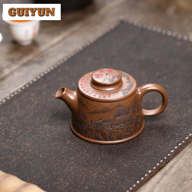 

190ml Traditional Yixing Purple Clay Teapots Handmade A Large Wheel Pot Raw Ore Zhu Mud Tea Making Kettle Chinese Zisha Tea Set