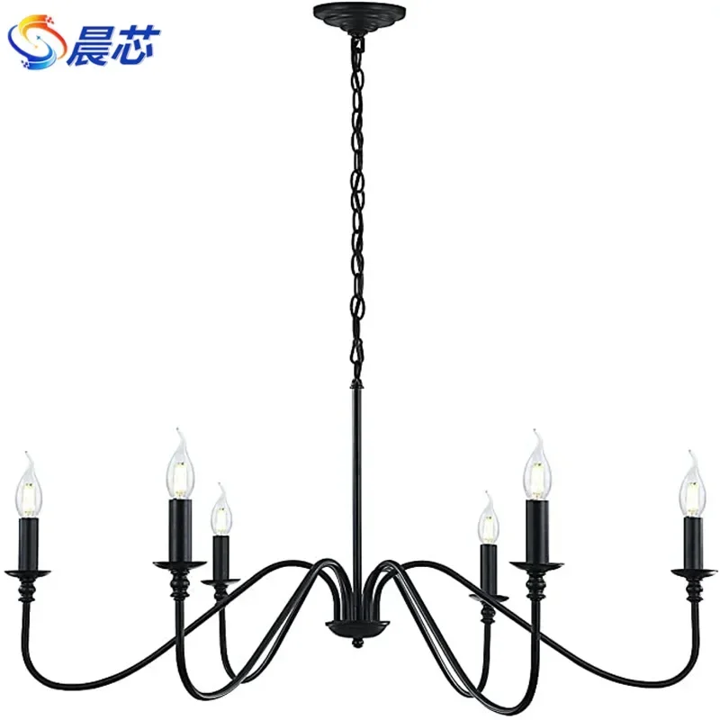 Rustic Classic LED Iron Chandelier Hanging Light Fixture Pendant Lamp For Kitchen Living Dining Room Hotel Loft Bar Home