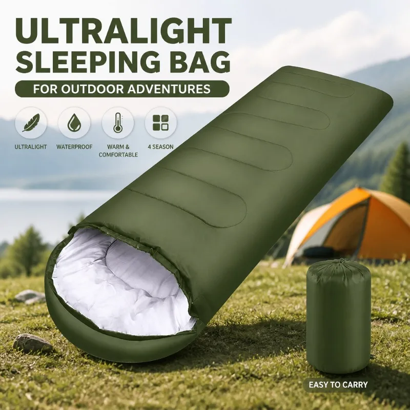 1 Pcs Camping Sleeping Bag Ultralight Waterproof 4 Season Warm Envelope Sleeping Bags For Outdoor Traveling Hiking Backpacking