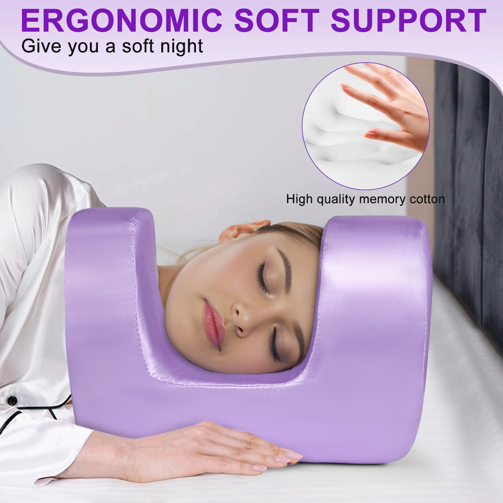 Face Pillow for Wrinkles Anti-wrinkles-aging Beauty Pillow Soft Memory Foam Facial Wrinkles Back or Side Sleeping Pillow