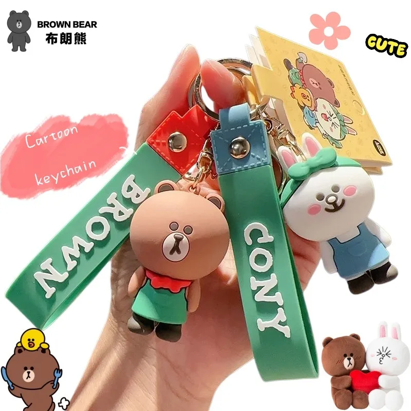 

Brown Bear and Cony Rabbit Keychain Cute Female Cartoon Creative Silicone Pendant Couple Backpack Fashion Ornament Holiday Gift