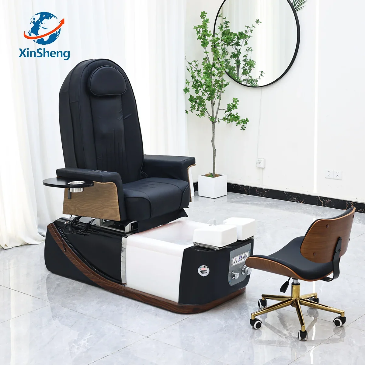 

XinSheng Pedicure Chair Salon Chairs SPA Furniture Back Massage Chair Pedicure Stool Nail Sofa Couch Foot Bath Foot Soaking