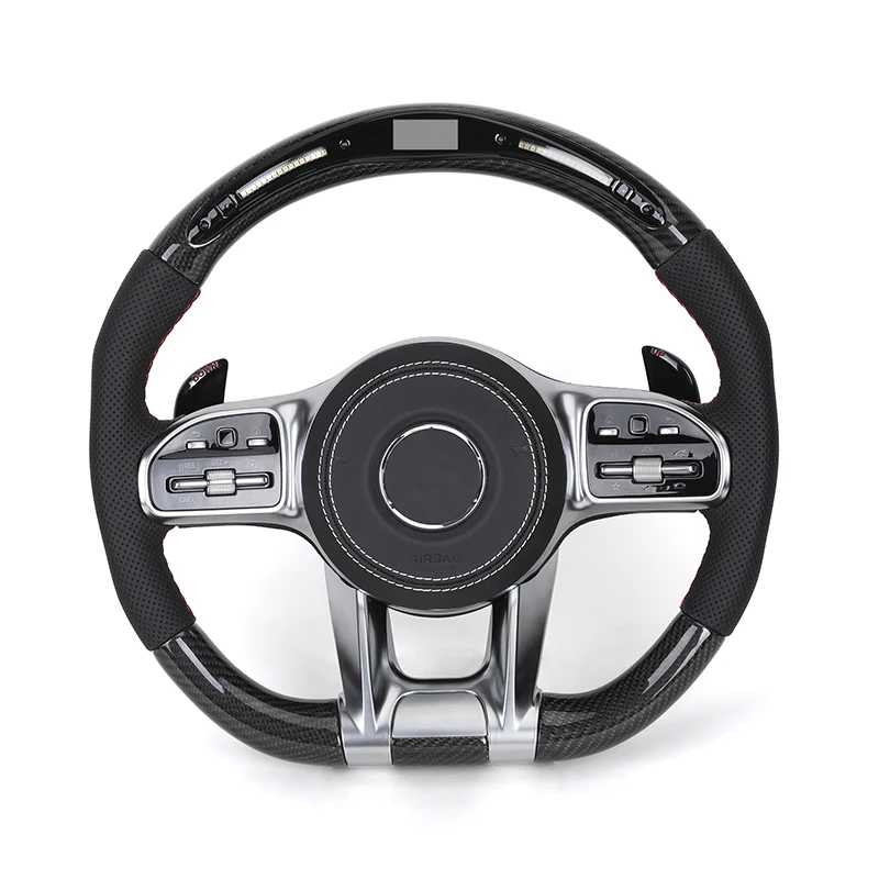 

Half Perforated Leather Carbon Fiber LED Steering Wheel for Mercedes W204 W205 W212 W213 W216 CL W222 C238 GLA45 e63s C63 AMG