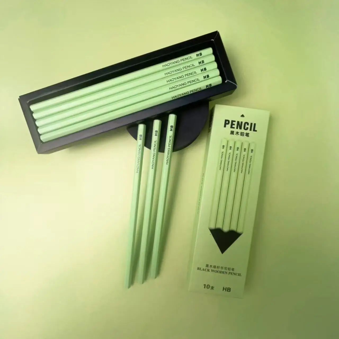 10 Teile/satz NEUE Grüne Stange Schwarz Holz Graphit Bleistift Set HB 2B Schwarz Blei Büro Schreiben Bleistift Geschenk Schreibwaren Nette Bleistifte