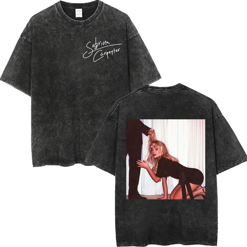 المغني سابرينا نجار ألبوم تي شيرت الرجال النساء الملابس موضة خمر غسلها تي شيرت الصيف عادية كم قصير تي شيرت #5