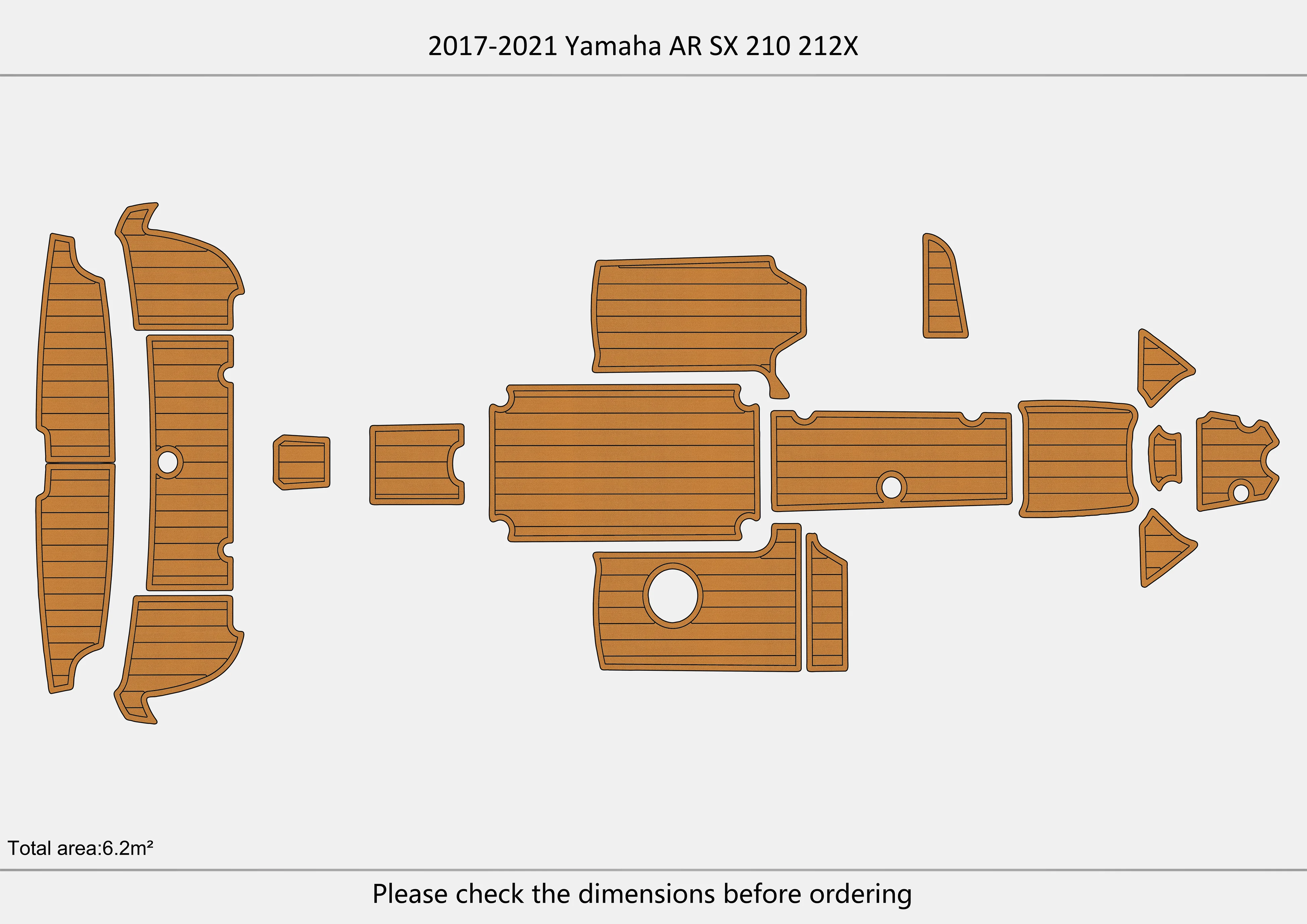 Eva foam Fuax teak seadek marine floor For 2017-2021 Yamaha 210 212X Cockpit Swim platform 1/4