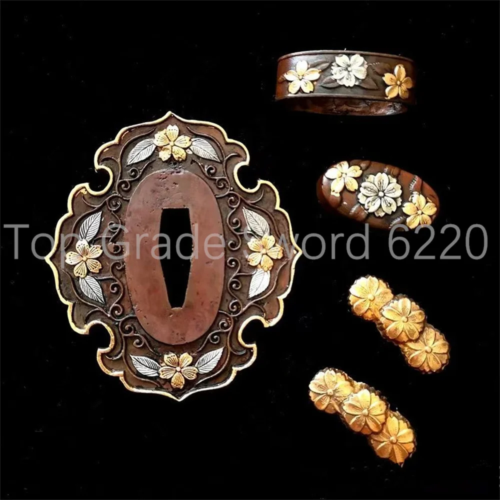 Exquisite Copper Brass Gold Plated Silver Tsuba Handguard Fuchi Kashira Menuki For Real Japan Samurai Katana Sword Fittings