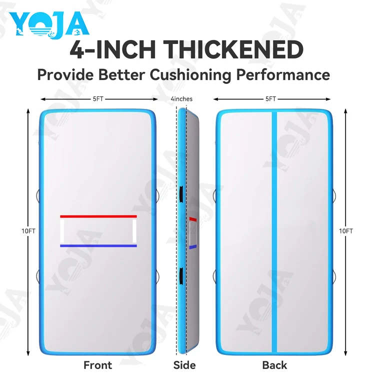 Custom YOJA Inflatable Air Track Wrestling Mat 4-inch Thick Double Wall Fabric 5FT/10FT/13FT PVC Gymnastics Water Yoga BJJ