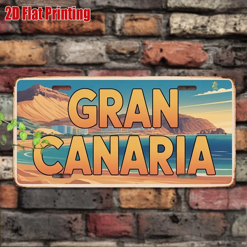 1pc, Vintage Metal Sign, Decorative Use Solely, Decorative Plaques And Signs, Sign from Gran Canaria, Coastal Wall Decor