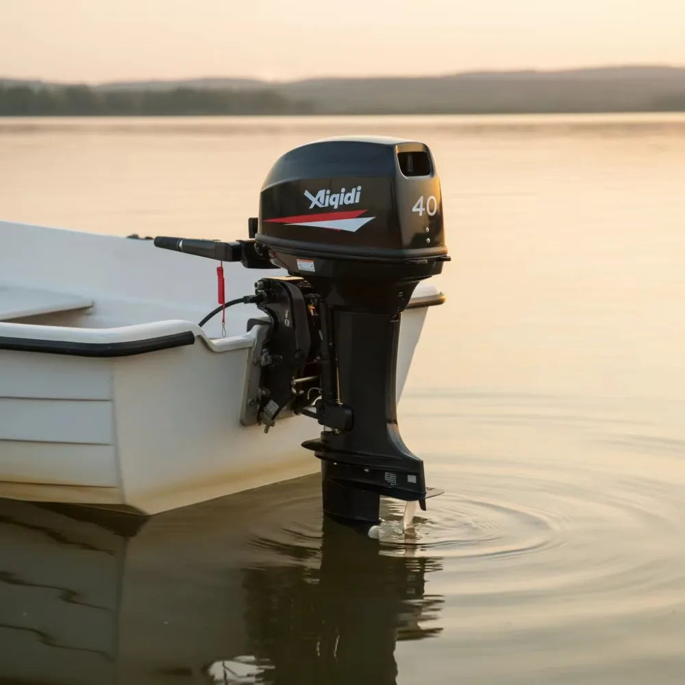 AIQIDI 40HP Outboard Motor, T40 2-Stroke Water Cooled Engine, Tiller Handle Control, Short Long Shaft, for Fishing Boat, Yacht
