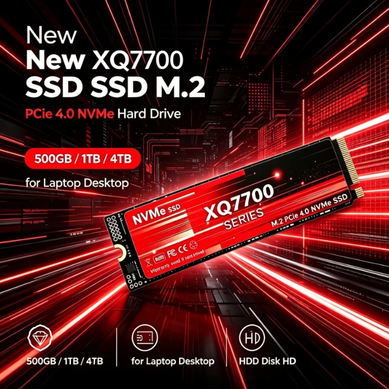 XQ7700 NVME SSD M.2 PCIe4.0 NVMe 500GB 1TB 2TB 4TB SSD Hard Drive Solid State Disk  up to 7300MB/s for for Desktop