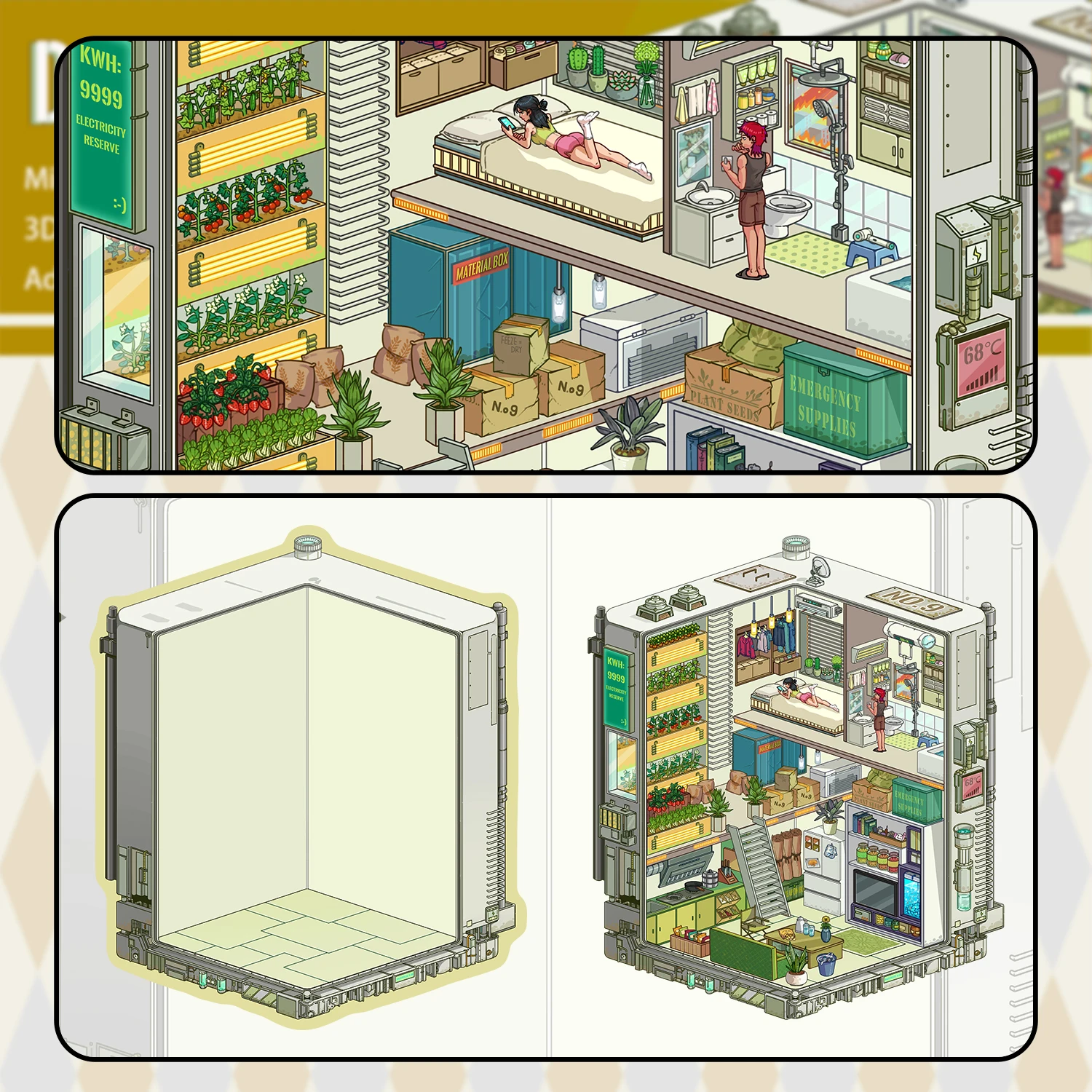 3 uds motosierra laboratorio maníaco, cabina de Doomsday DIY pegatinas de paisajismo escena apilamiento y pegado pegatinas de cuenta de mano