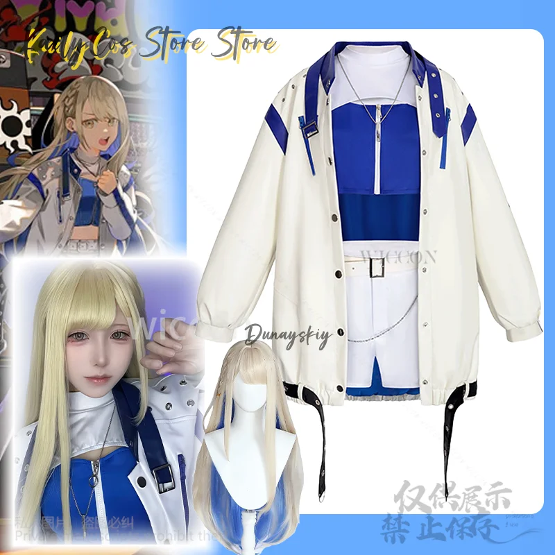 

Project Sekai Colorful Stage Feat Vivid BAD SQUAD Cosplay Azusawa Kohane Anime Game Costume Idol Coat Lolita Blue Wig Customized