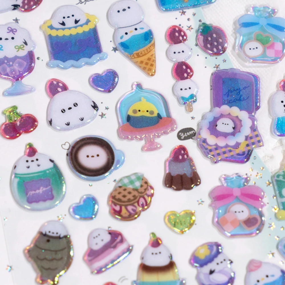 4 قطعة الفضاء الكرتون المختلط جرو الأرنب القطط ملصقات ديكور لتزيين الغرف سكرابوكينغ Diy بها بنفسك المجلات لطيف القرطاسية مذكرات ملصق هدية