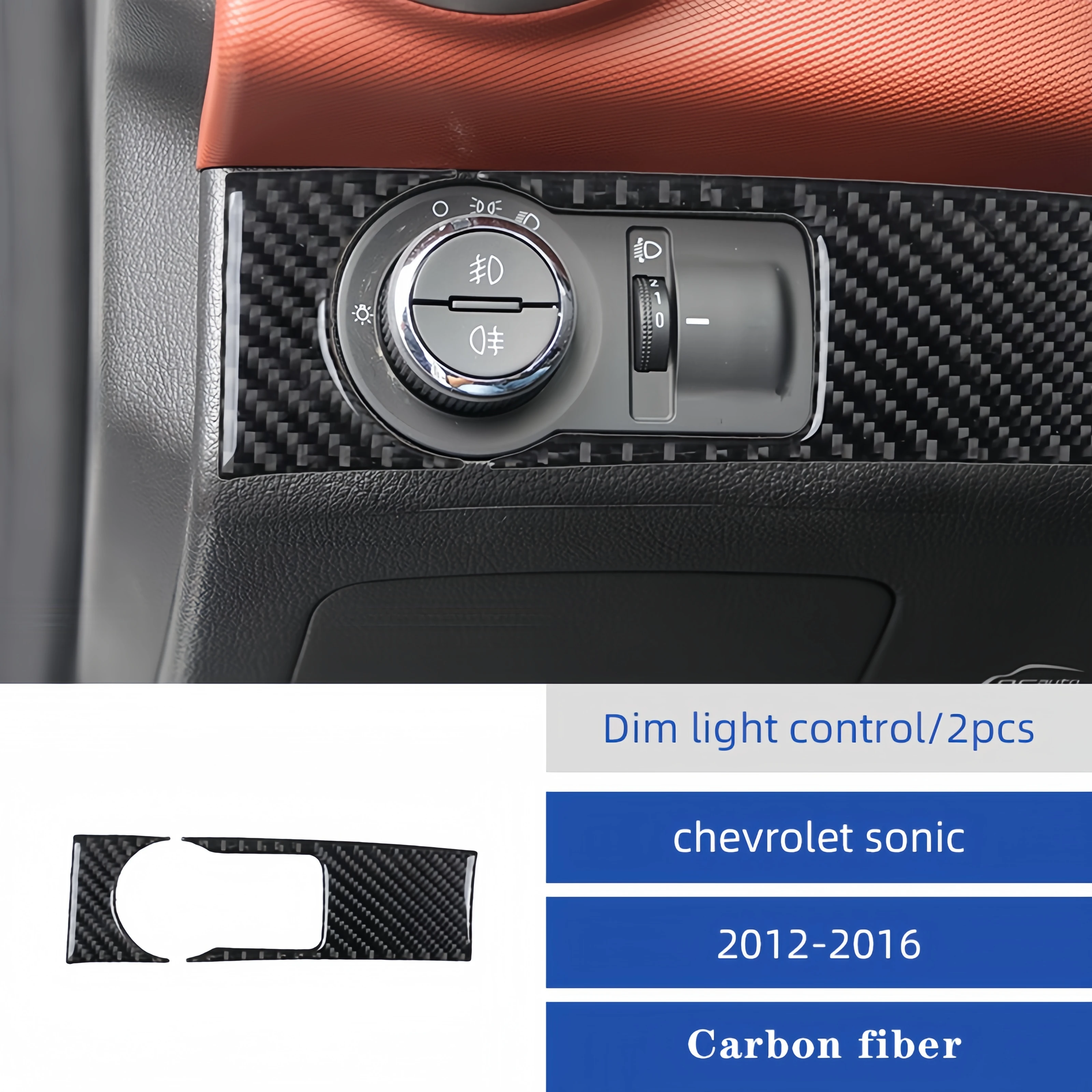 Carbon Fiber Interior For Chevrolet Sonic 2012-2016 Car Headlight Switch Button Frame Cover Protecrive Trim Accesorios Para Auto