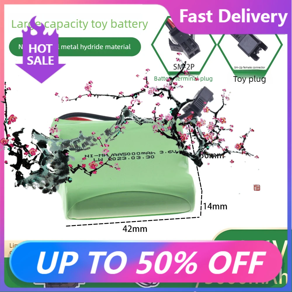 

【Fast Delivery】3.6V 5000mAh AA NI-MH Battery SM-2P for Rc Toys Cars Truck Tank Robot Boat Parts 3.6V NIMH Rechargeable Battery