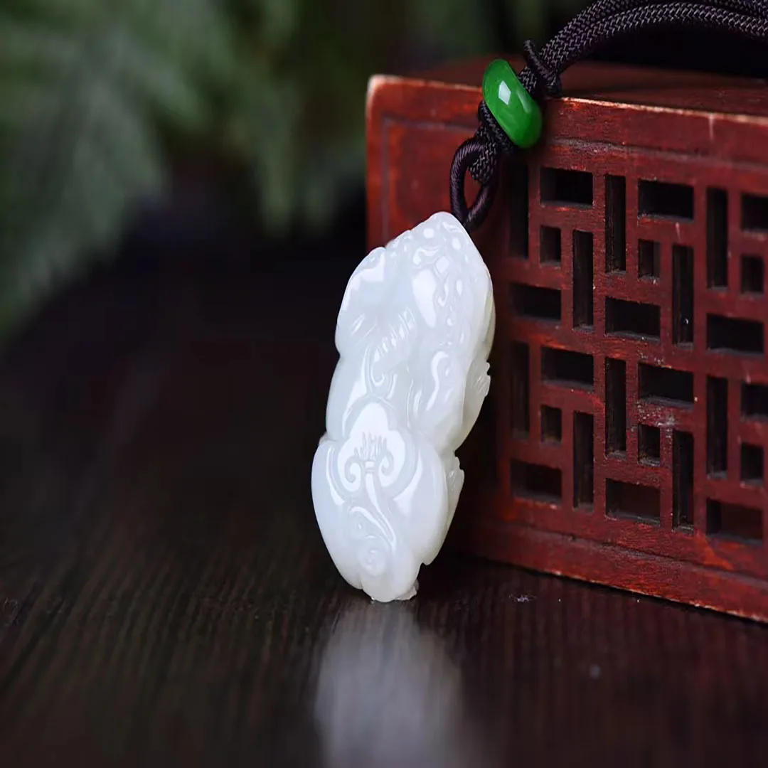 Exquisite Hetian Jade 20*38MM Safe Double Pixiu Pendant Jewelry 1311#