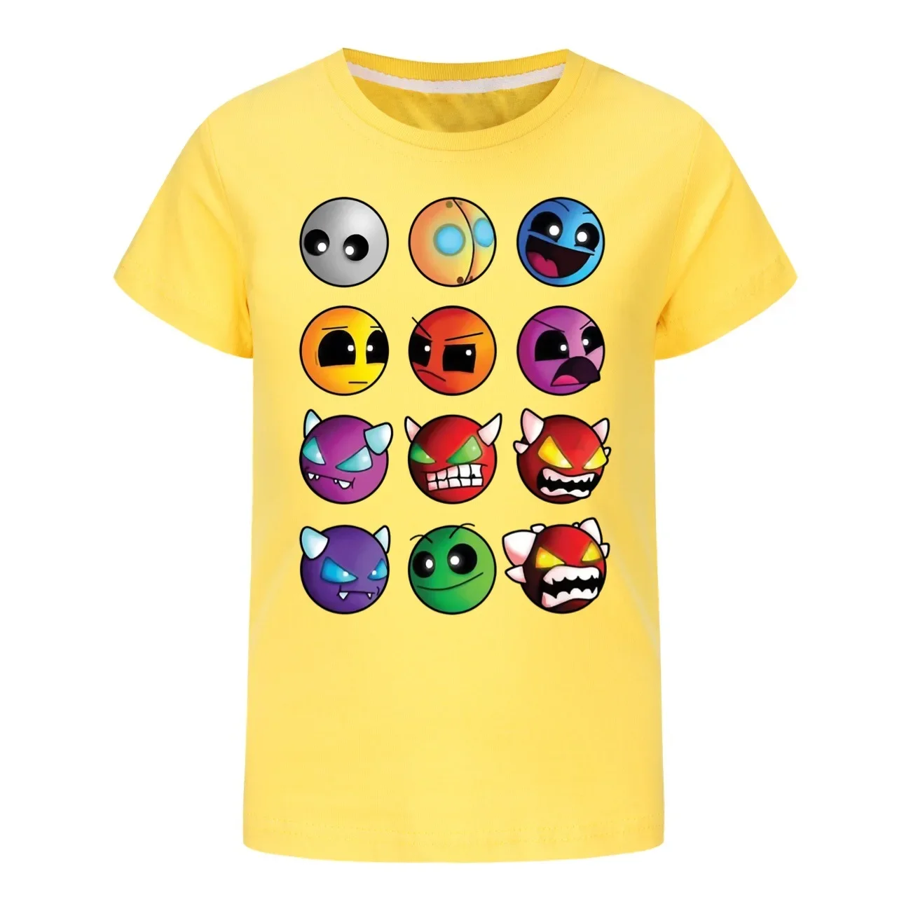 Geometry Dash T Shirt Kids Cube Game T-shirt Teenager Boys Summer Short Sleeve Tops Baby Girls Cotton Tshirt Children's Clothing